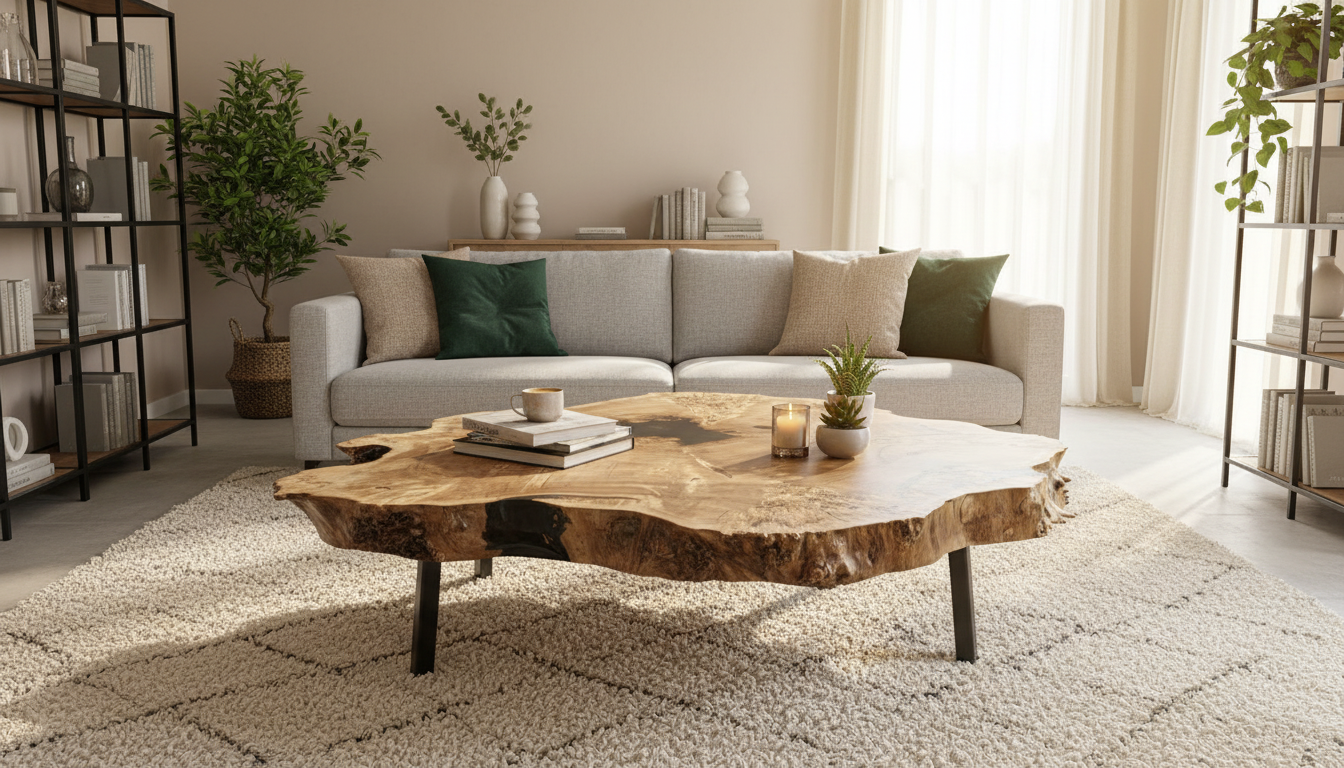 Tisch Massivholz Baumscheibe Wohnzimmertisch Pappel Maser XXL